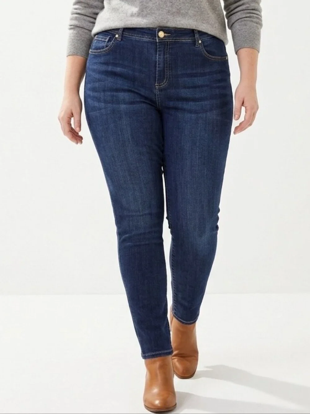 Inc International Concepts Dark Indigo Skinny Jeans Women's Curvy Plus Size 16